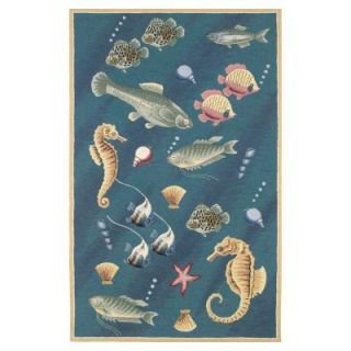 Kas Rugs Voyage Under the Sea Blue 2 ft. 6 in. x 4 ft. 2 in. Area Rug COL180830X50