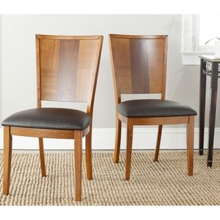Lance Black Leather Side Chairs (Set of 2) Safavieh Dining Chairs