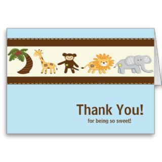 Jungle Safari Animal Blue Boy Baby Shower Greeting Cards