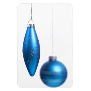 Christmas Ornaments in Bright Teal Blue   Hanukkah Rectangular Magnet