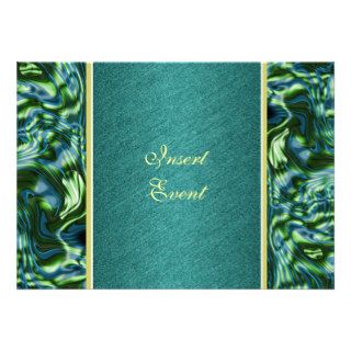Blue green gold formal party invitations