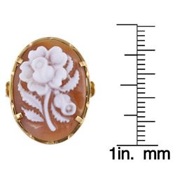 14k Yellow Gold Hand carved Flower Shell Cameo Ring Cameos