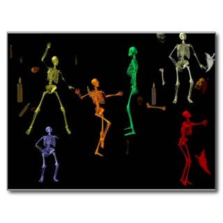 3 D Dancing Skeletons Post Card