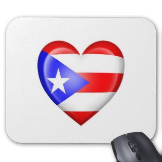 Puerto Rican Heart Flag on White Mouse Pad