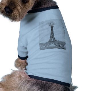 Paris, Texas Eiffel Tower Drawing Dog Tee Shirt