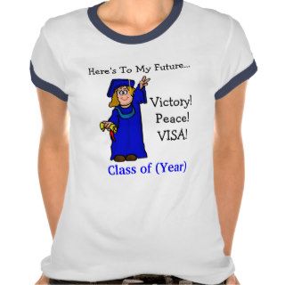 Funny Female Graduate giving "V" sign T shirt
