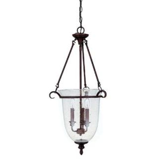 Filament Design 3 Light Mediterranean Bronze Foyer Pendant with Seeded Glass Shade DISCONTINUED CLI CPT203395540