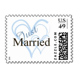 Just Married Double Hearts Postage