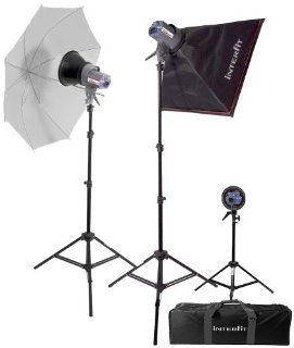 Interfit INT183 EX150Mark2 3 Head Kit with Stands, Umbrella, and Softbox with Lamps and Cables  Photographic Lighting Umbrellas  Camera & Photo