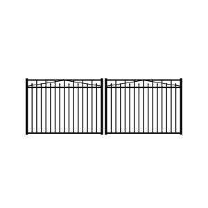 Jerith Adams 12 ft. x 4 1/2 ft. Black Aluminum Double Drive Gate with Magna Latch RS54B20072DD