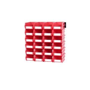 Triton Products LocBin Small Red Wall Storage Bins (24 Bins) and 2 wall mount rails 3 210RWS