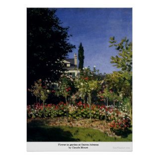 Flower in garden at Sainte Adresse by Claude Monet Poster