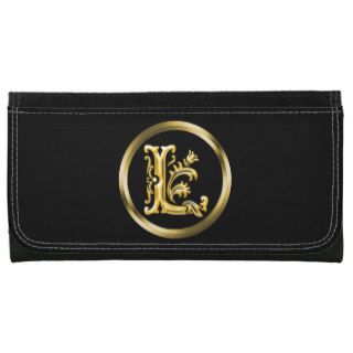 Initial L Letter in Gold Custom Wallets