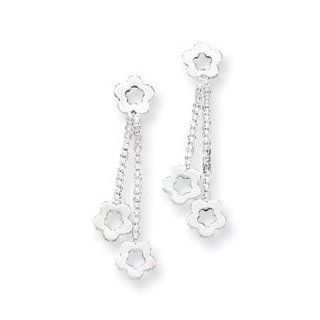 Sterling Silver Flower Post Earring Dangling Hoop Earrings Jewelry