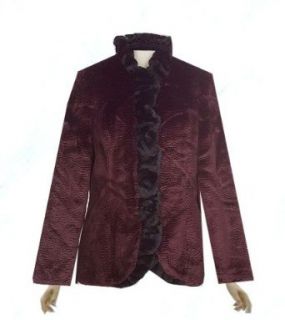 Dennis Basso Faux Persian Tuxedo Jacket with Faux Fur Ruffle Trim Retail $184 Plus Sizes (1x Plus Size (18w 20w)) Outerwear