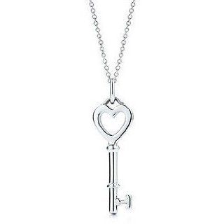 Polished Stainless Steel Necklace Key to My Heart Pendant Heart Shaped Key Necklace Jewelry