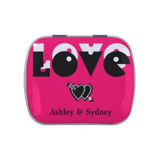 LOVE, white pink black, add your own text Candy Tins