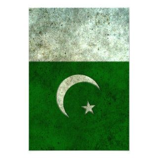 Pakistani Flag Aged Steel Effect Personalized Announcements