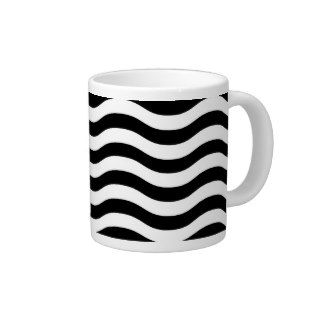 Black And White Wavy Stripes Large Mug Jumbo Mug