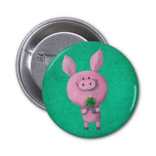 Lucky pig with lucky four leaf clover buttons