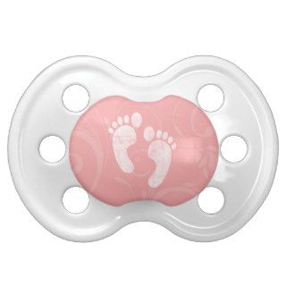 Pink/White Baby Footprints Pacifier