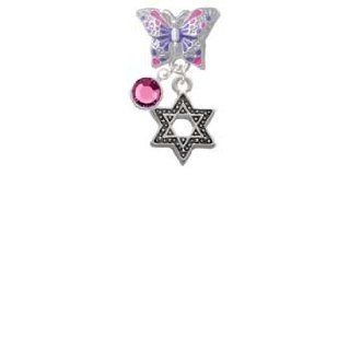 Star of David with Beaded Border Butterfly Charm Bead Dangle with Crystal Drop Delight & Co. Jewelry