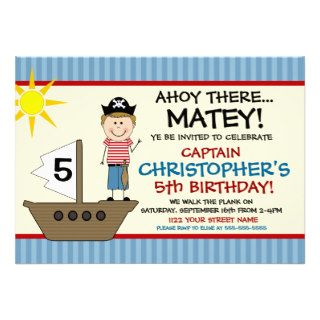 Twiggy Tot Pirate Boy Birthday Party Invitations