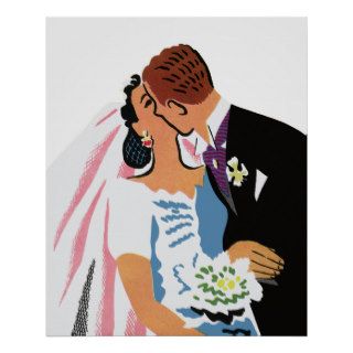 Retro Bride and Groom, You May Now Kiss the Bride Poster