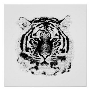 Black and White Tiger Face Posters