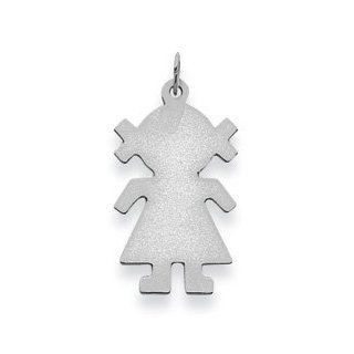 14K White Gold Plain Medium .013 Gauge Engravable Girl Charm Cyber Monday Special Jewelry