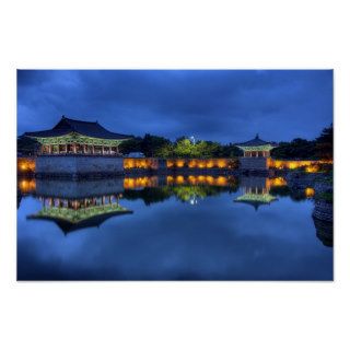 View of Anapji Pond at dusk Posters