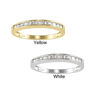 14k Yellow or White Solid Gold 5/8ct TGW Princess cut Cubic Zirconia Channel Band Cubic Zirconia Rings