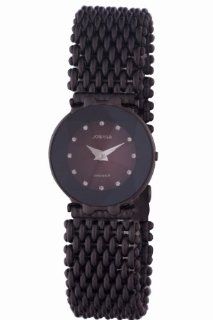 Jowissa Women's J5.191.M Facet Black PVD Coated Stainless Steel Mesh Bracelet Maroon Dial Watch Watches