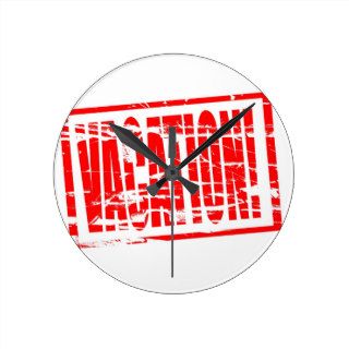Vacation Red Rubber passport stamp effect Wall Clock
