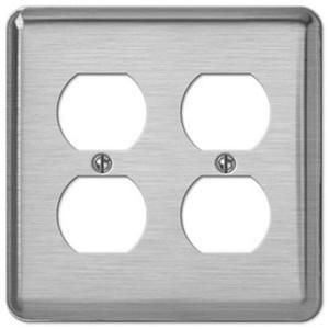Creative Accents Steel 2 Duplex Wall Plate   Brushed Chrome 2BM118