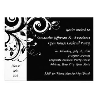 Black and White Swirl Corporate Party Invitation