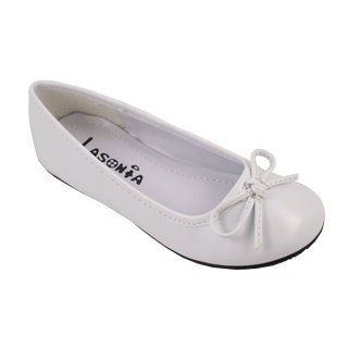 Ballerina Style Flats Girls Shoes   White (2 Youth) Shoes