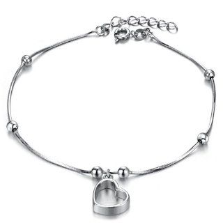 Fashion White Gold Plated Anklet Foot Heart Chain Jewelry Ball Adjustable 193 Bangle Bracelets Jewelry