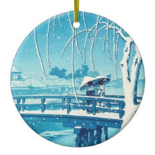 Late Snow Along Edo River hasui kawase winter art Christmas Ornaments