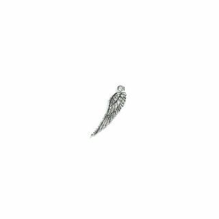 Shipwreck Beads Pewter Angel Wing Charm, Bright Silver, 27mm, 5 Piece