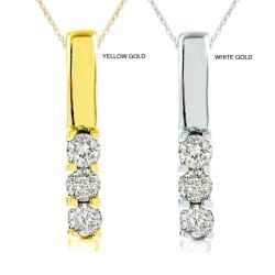 10k Gold 1/5ct TDW Diamond 3 stone Necklace (G H, SI1 SI2) Diamond Necklaces