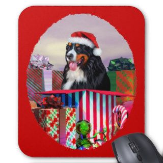 Bernese Mountain Dog Christmas Surprise Mouse Pad
