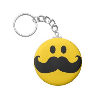 Mustache Smiley (Customizable background color) Keychains