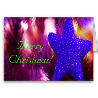 Merry Christmas Blue Star III Cards