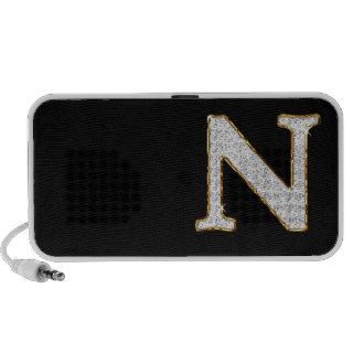 Monogrammed Diamonds and Gold Letter N PC Speakers