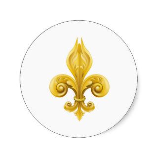 Gold Fleur de lis design Round Sticker