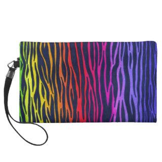 Rainbow zebra stripe print purse wristlet clutches