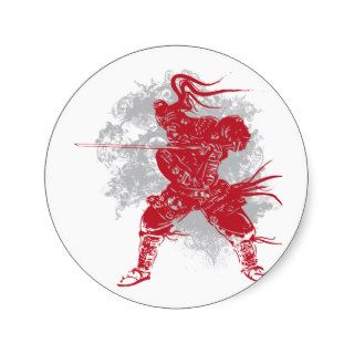 Samurai Pose Round Sticker