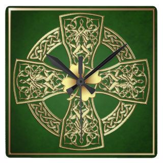 Gold Celtic  Irish Square Clock