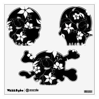 Floral Skulls & Crossbones Wall Skins